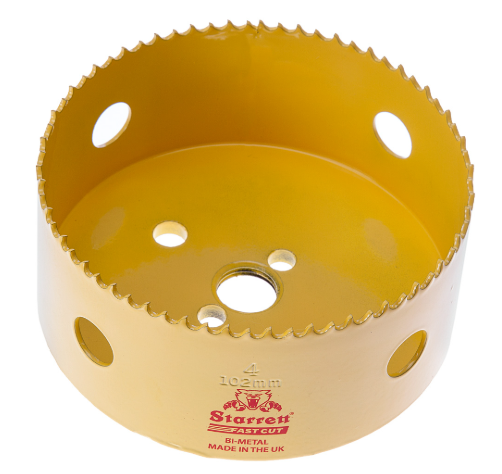 Fast Cut Holesaw Cutter 102mm – Bi-Metal Hole Saw for 4" Pipe & Duct Openings in Metal and Wood